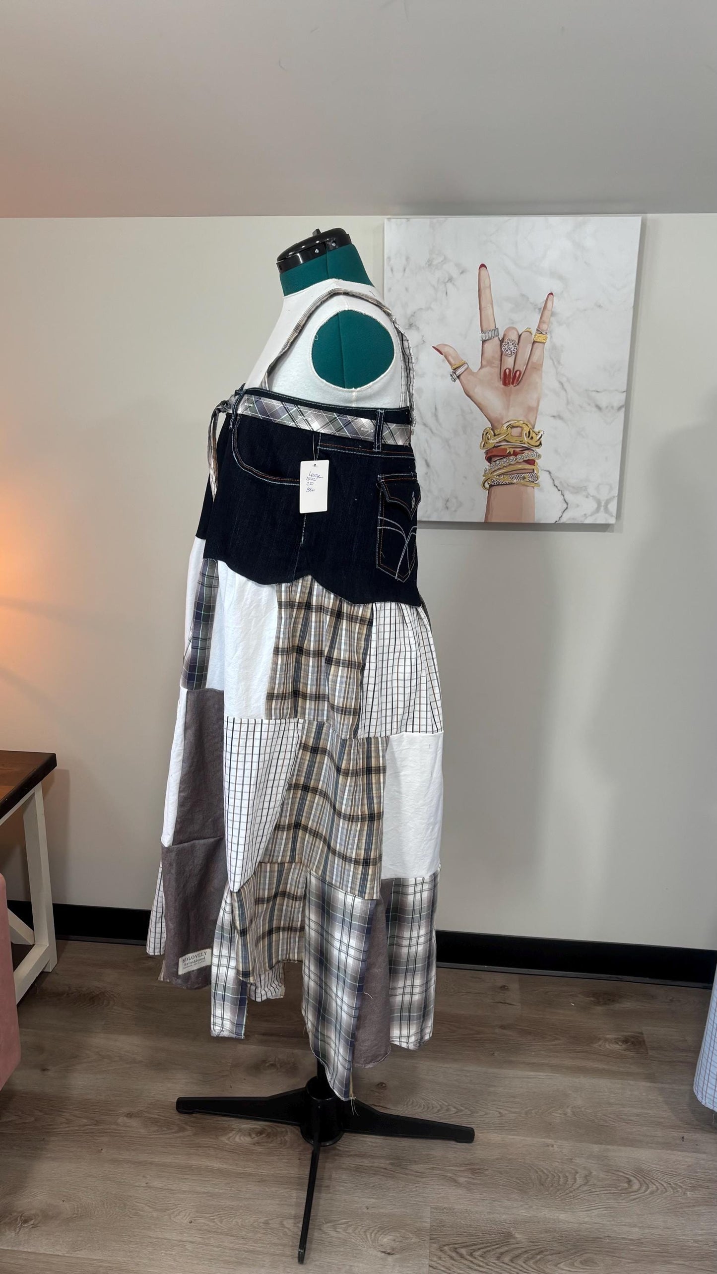Upcycled Men’s Shirt Patchwork Maxi Dress – (One of a Kind)
