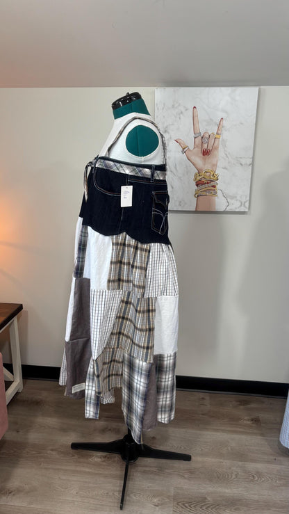 Upcycled Men’s Shirt Patchwork Maxi Dress – (One of a Kind)