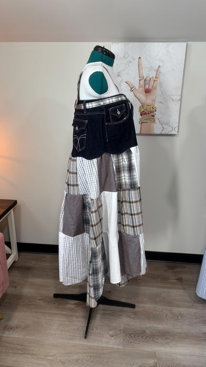 Upcycled Men’s Shirt Patchwork Maxi Dress – (One of a Kind)