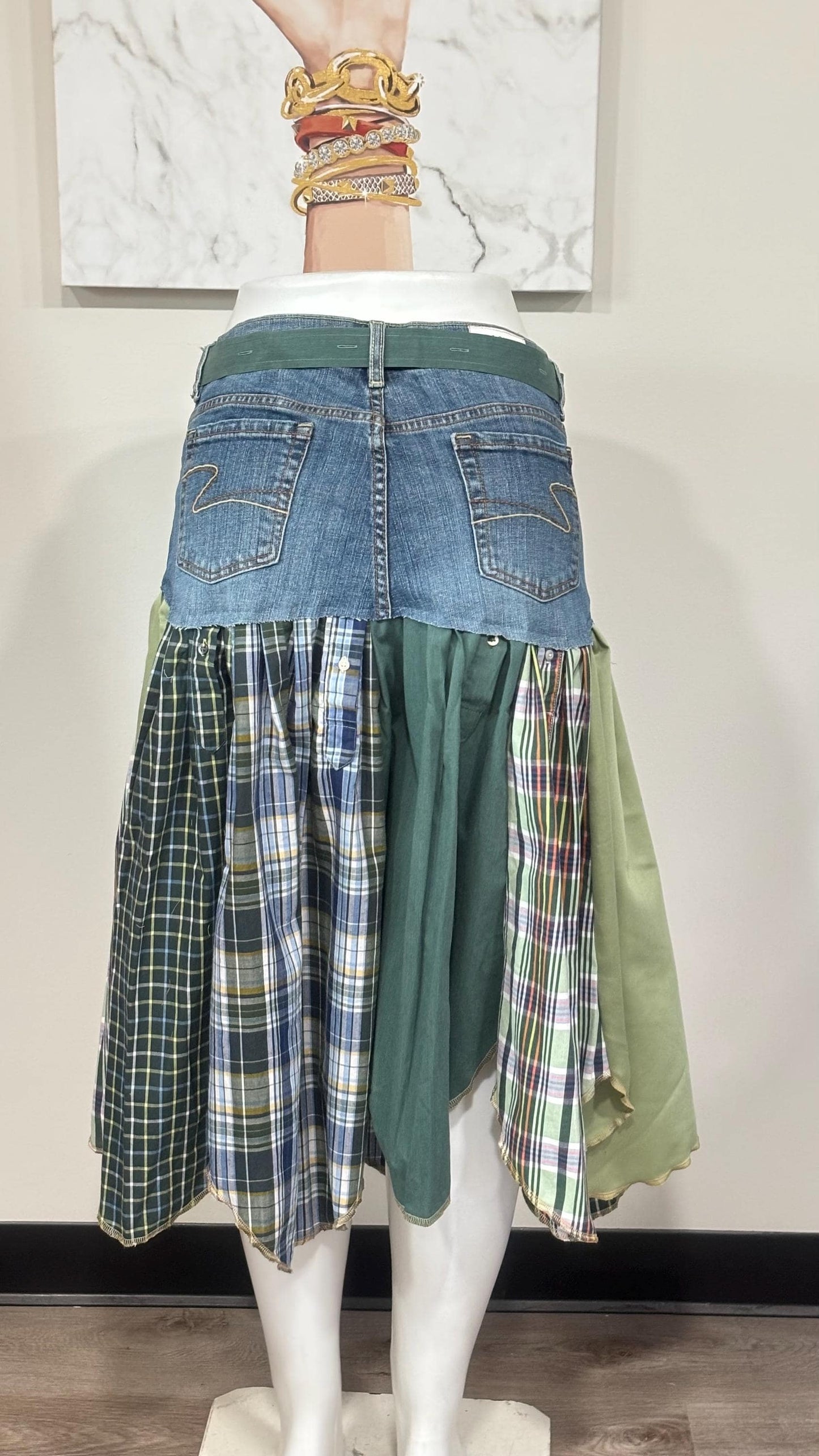 Upcycled Denim Men’s Shirt Skirt | One-of-a-Kind