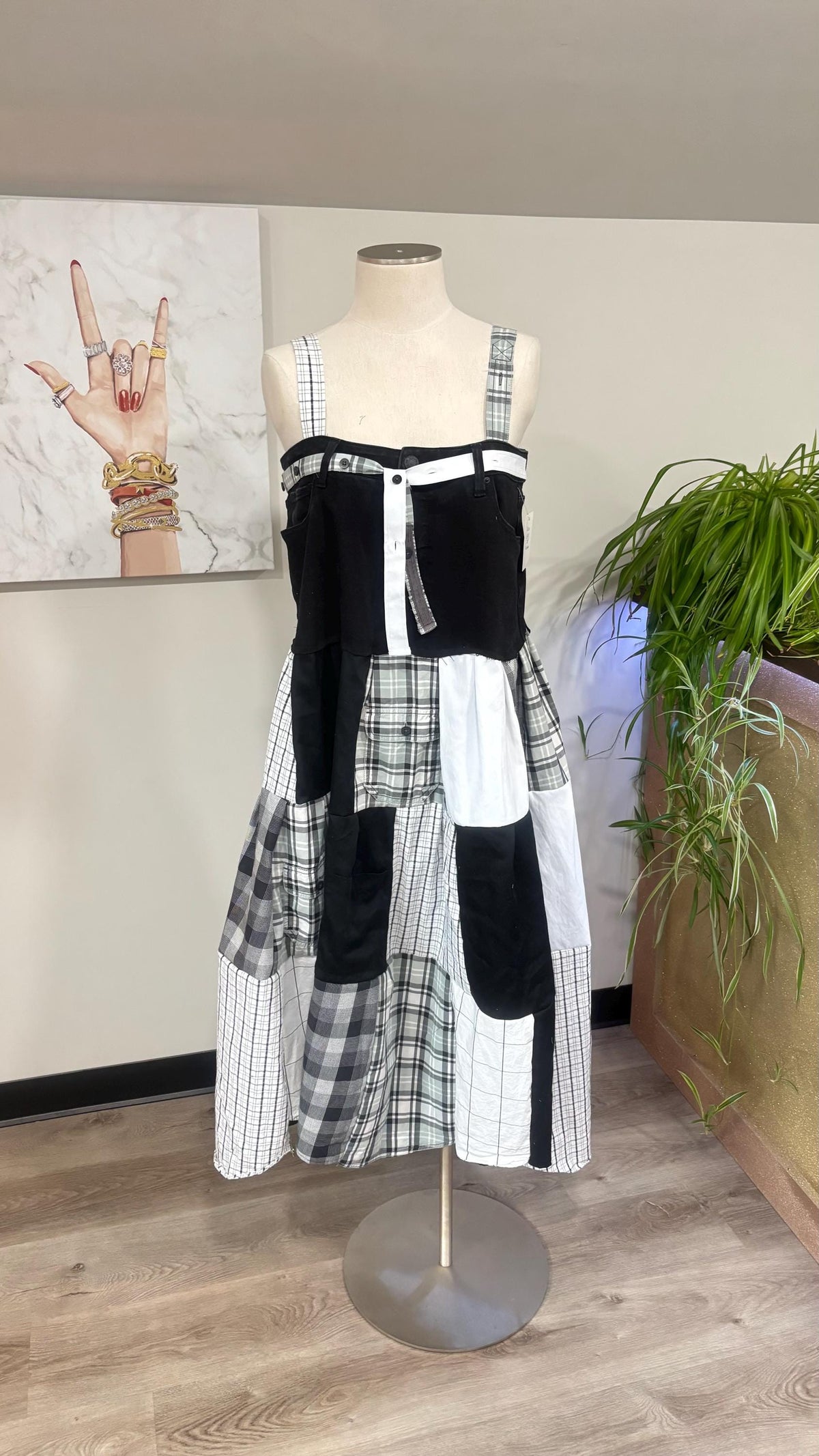 Upcycled Men’s Shirt Patchwork Maxi Dress – (One of a Kind)