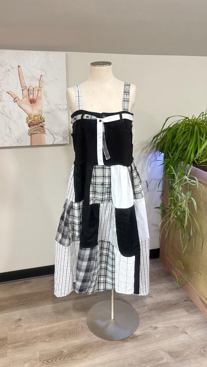 Upcycled Men’s Shirt Patchwork Maxi Dress – (One of a Kind)