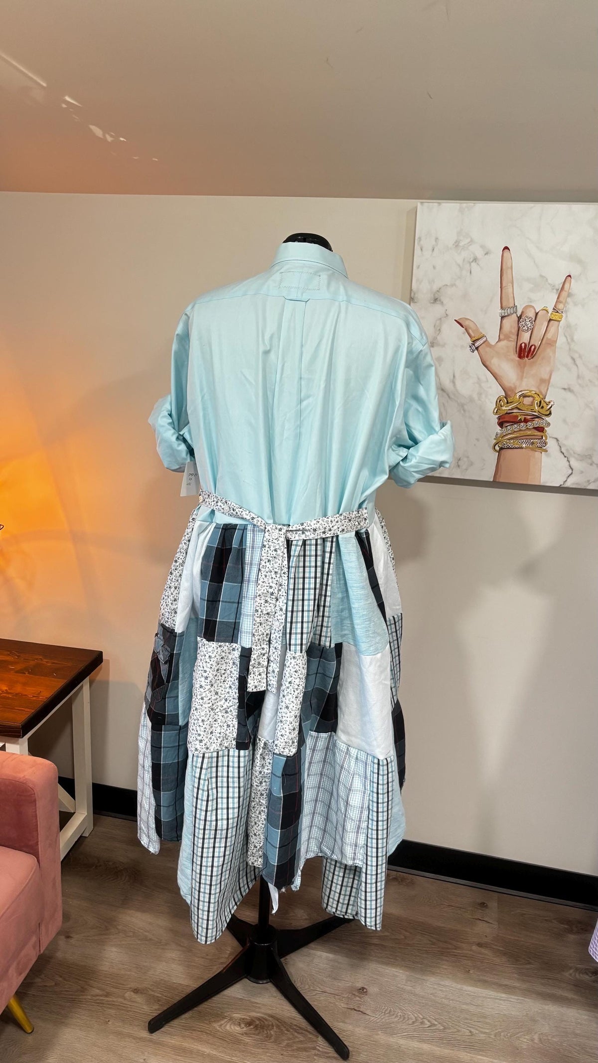 Upcycled Men’s Shirt Patchwork Duster • One of a Kind Plaid Dress
