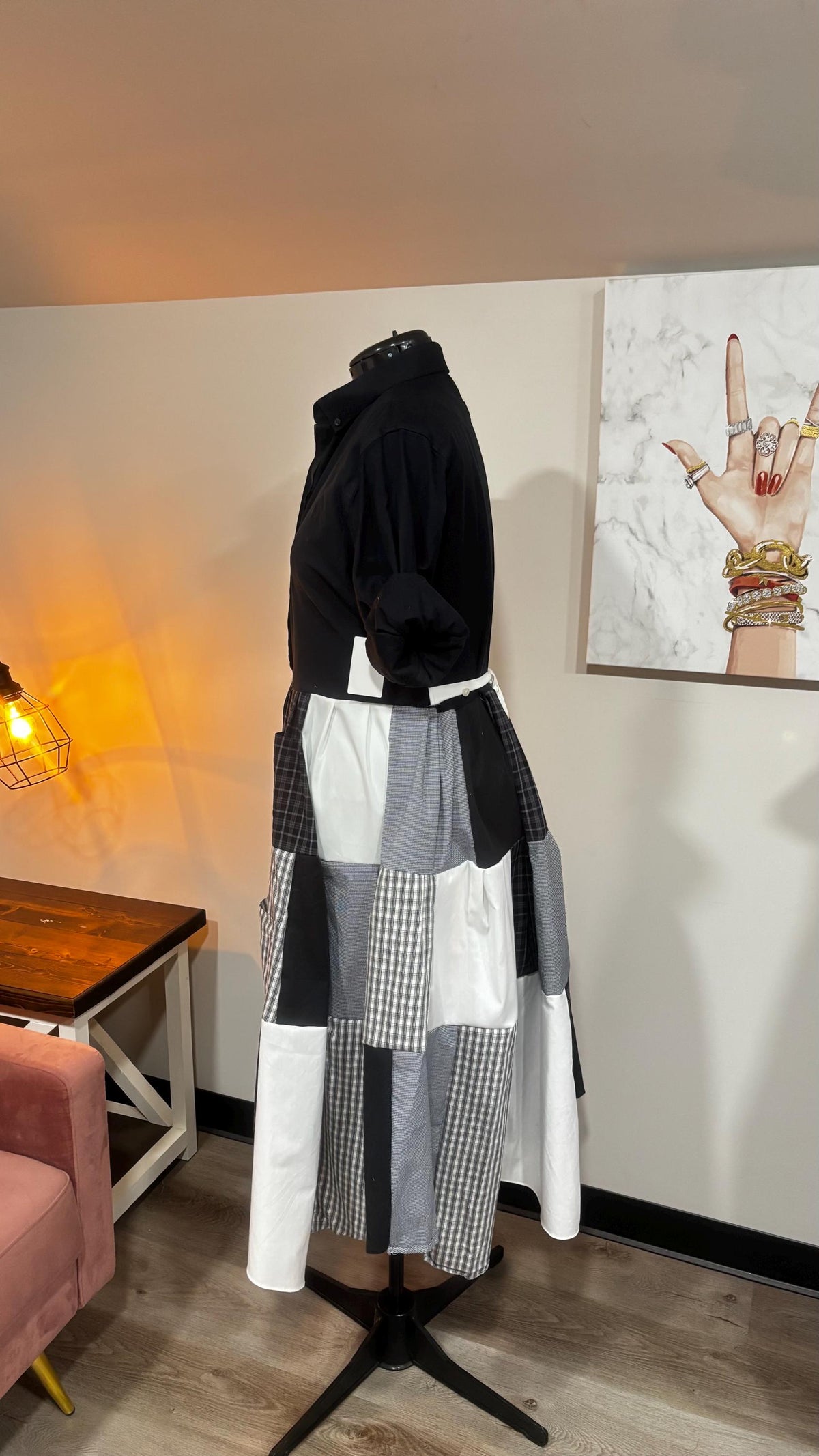 Upcycled Men’s Shirt Patchwork Duster • One of a Kind Plaid Dress