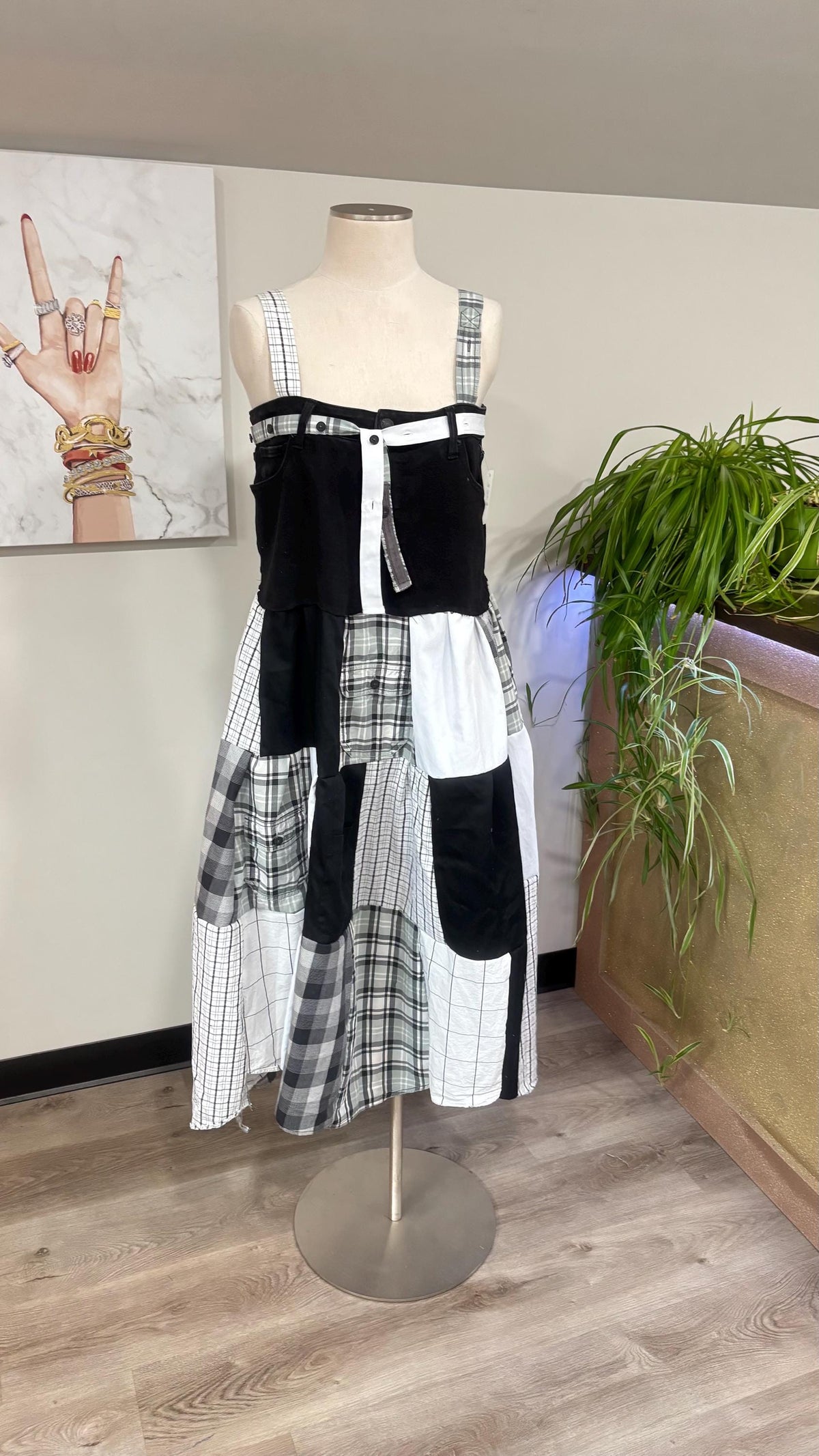 Upcycled Men’s Shirt Patchwork Maxi Dress – (One of a Kind)