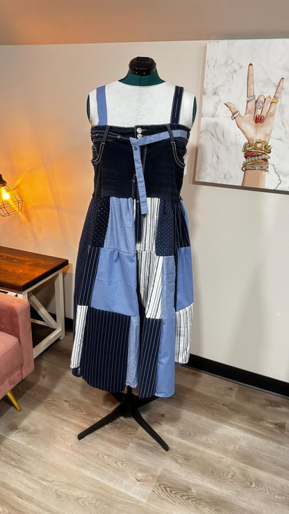 Upcycled Men’s Shirt Patchwork Maxi Dress – (One of a Kind)