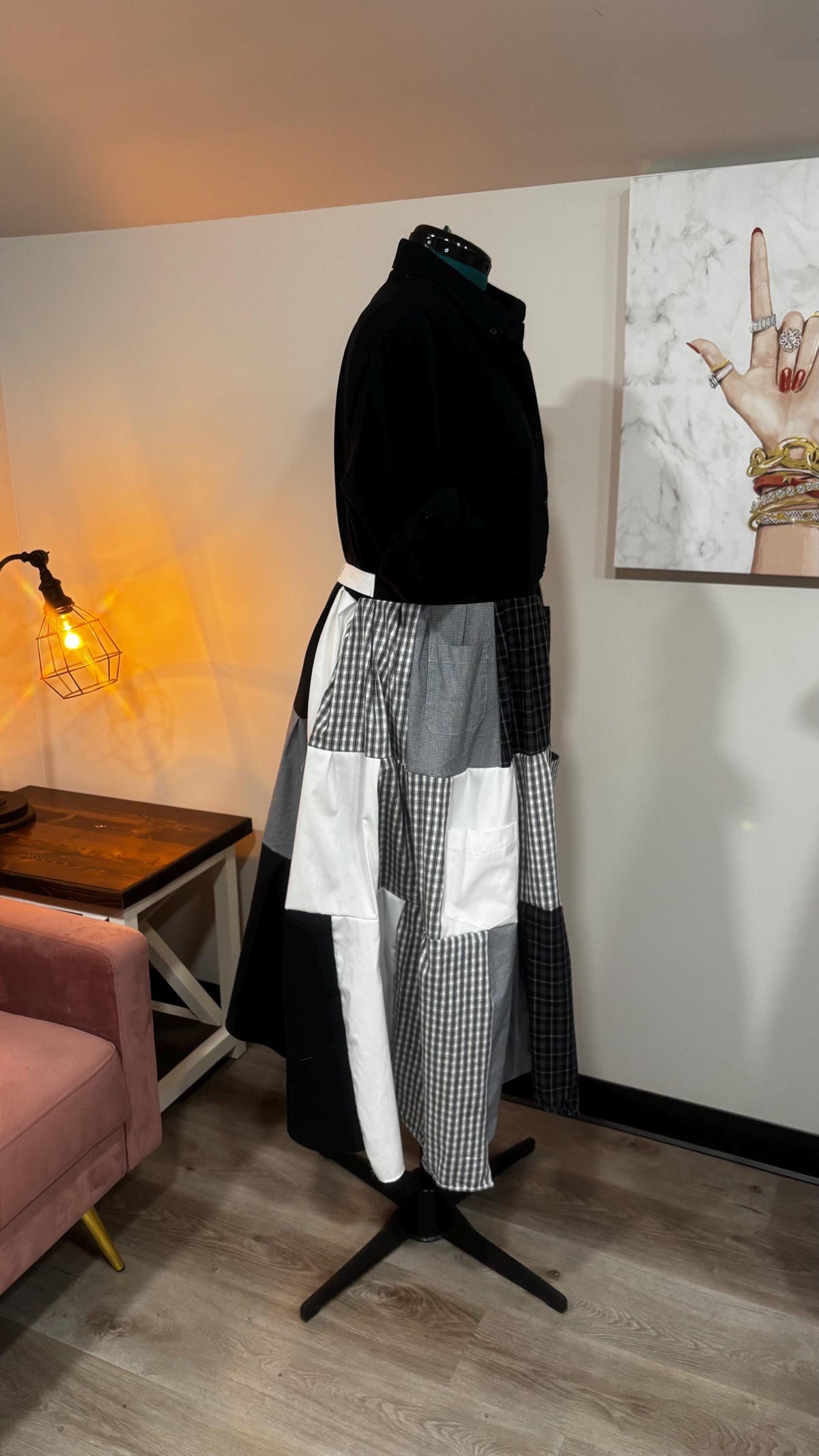 Upcycled Men’s Shirt Patchwork Duster • One of a Kind Plaid Dress