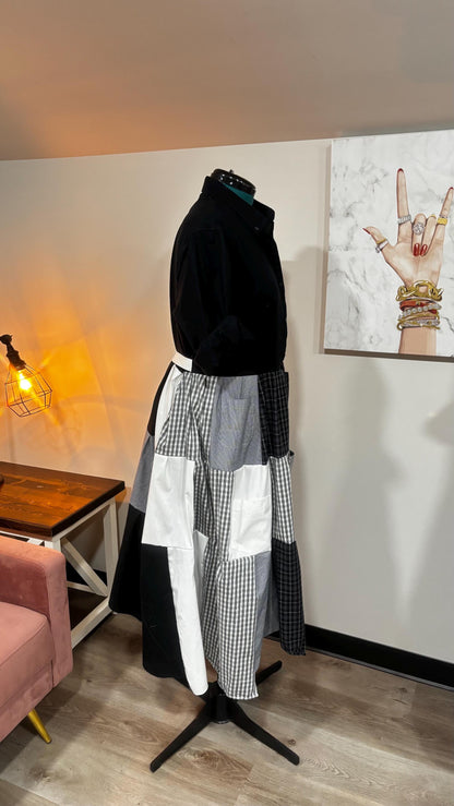 Upcycled Men’s Shirt Patchwork Duster • One of a Kind Plaid Dress