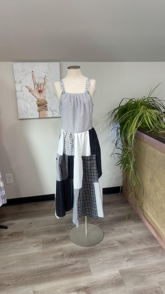 Upcycled Patchwork Maxi Dress | Handmade From Men’s Shirts, Cottagecore Style