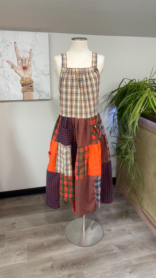 Upcycled Patchwork Maxi Dress | Handmade Men’s Shirts, Sustainable Cottagecore Style