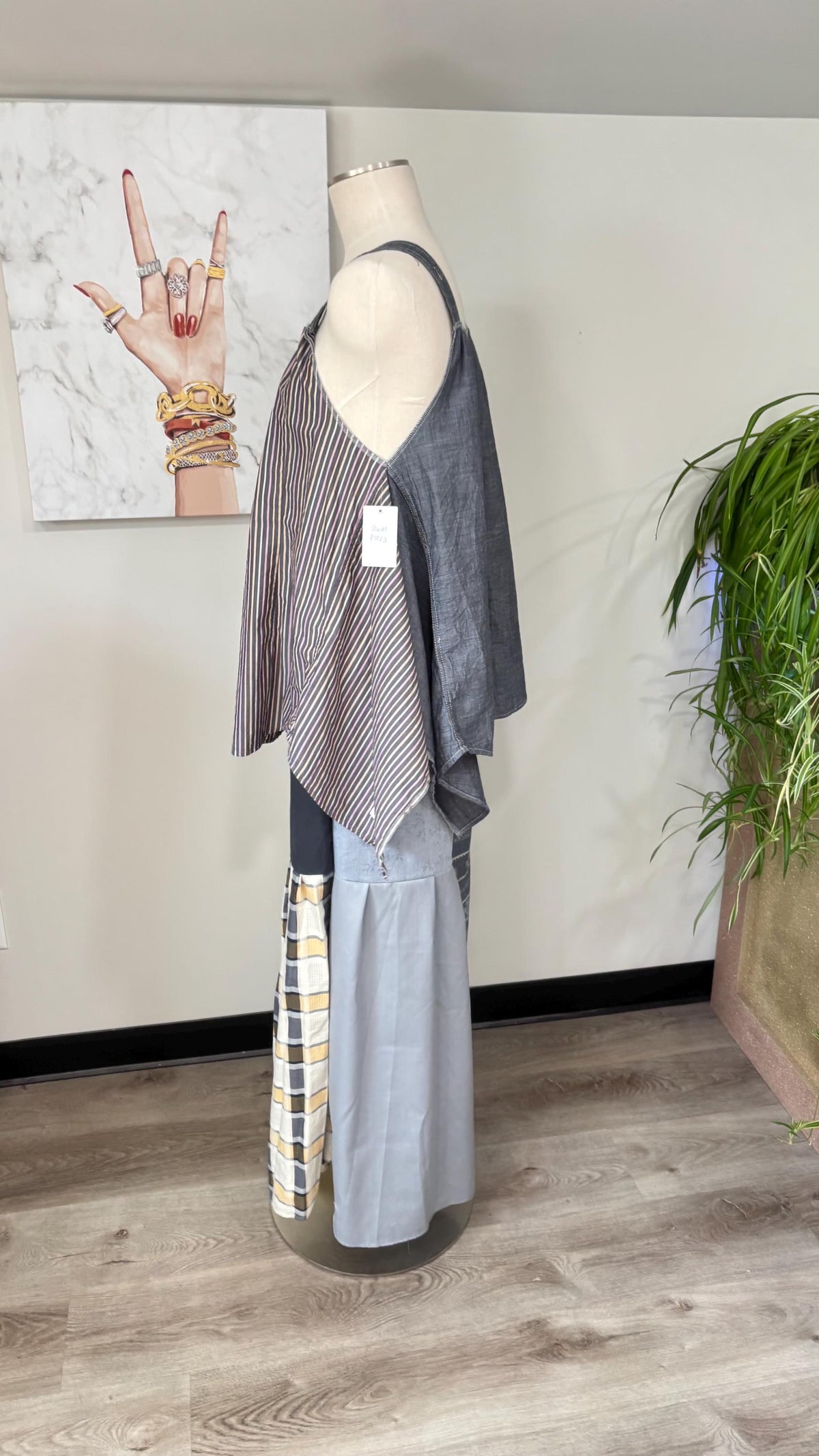 Upcycled Patchwork Two Piece Set | Reversible Flowy Top & Wide Leg Pants Made From Mens Shirts