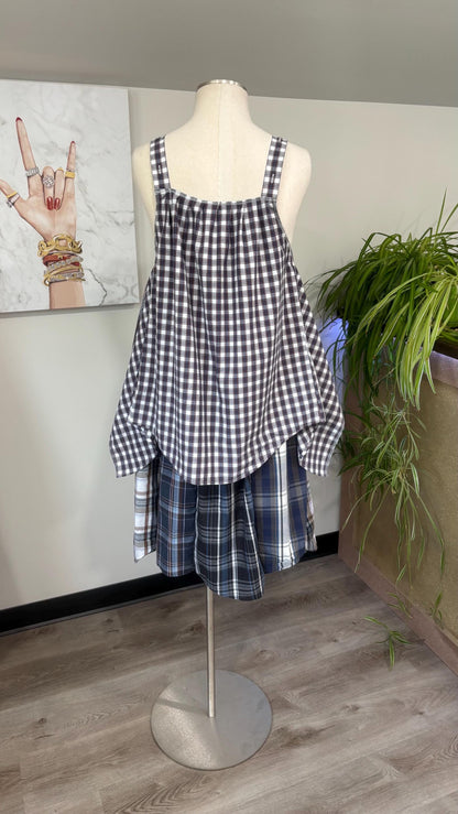 Reversible Upcycled Two Piece Set | Flowy Top, Patchwork Shorts,  Made from Men’s Shirts