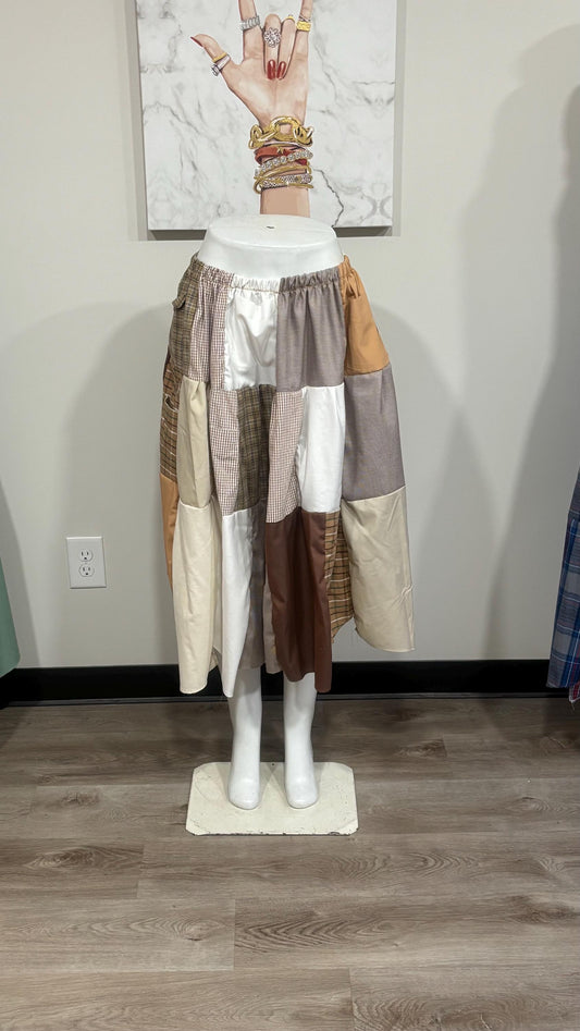 Upcycled Men’s Shirt Patchwork Maxi Skirt | Boho Cottagecore Skirt | One-of-a-Kind Sustainable Fashion