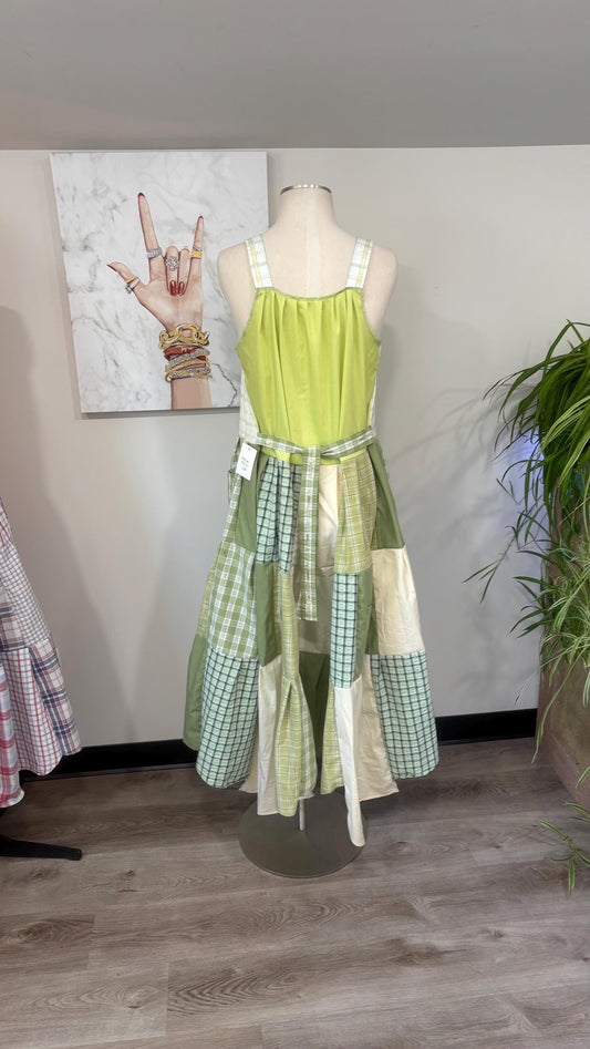 Upcycled Patchwork Maxi Dress | Handmade From Men’s Shirts | Sustainable Cottagecore Boho Style