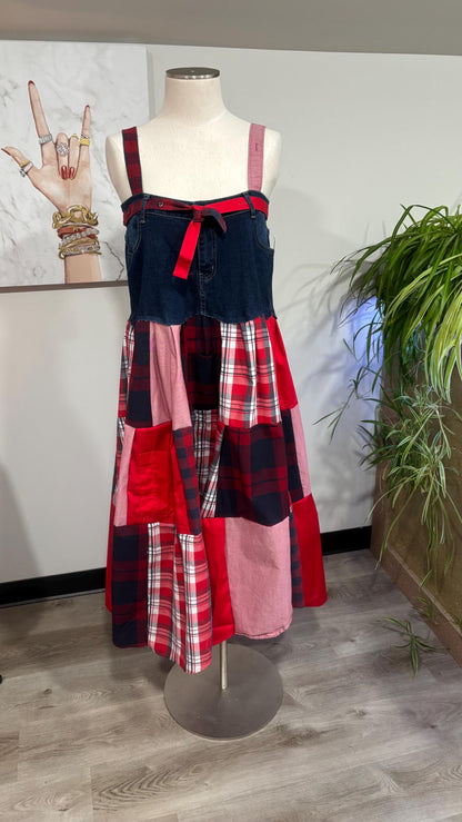 Upcycled Men’s Shirt Patchwork Maxi Dress – (One of a Kind)