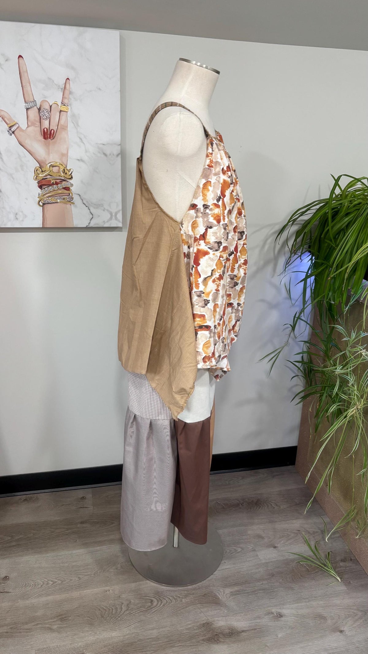 Reversible Patchwork Capri Set | Upcycled Men’s Shirts, Wide Leg Pants, Flowy Top