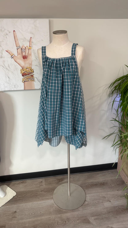 Reversible Upcycled Two Piece Set | Flowy Top, Patchwork Shorts,  Made from Men’s Shirts