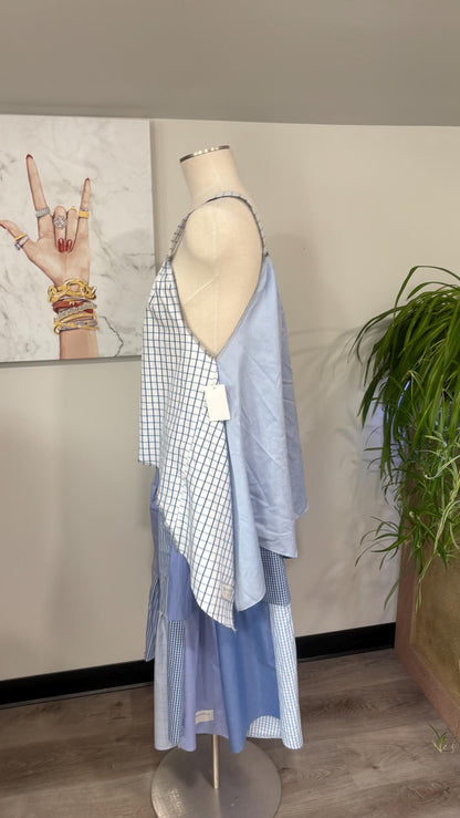 Reversible Patchwork Skirt Set | Upcycled Men’s Shirts, Flowy Top