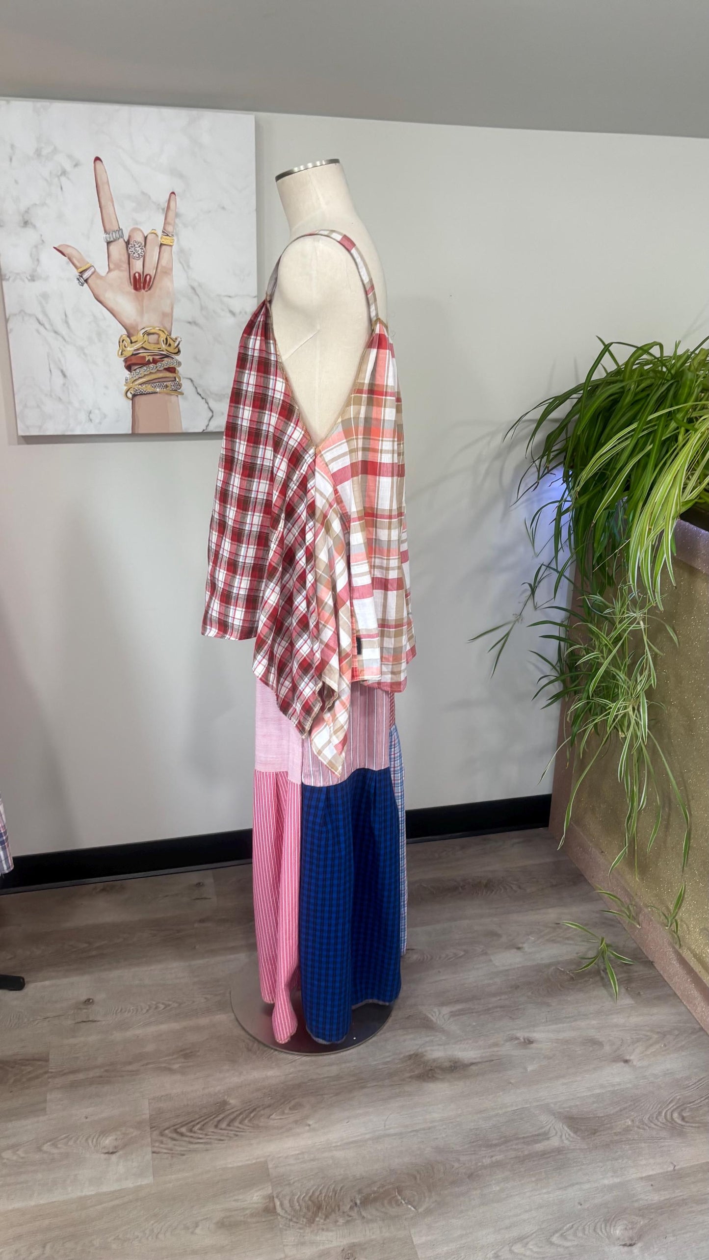 Upcycled Patchwork Two Piece Set | Reversible Top & Wide Leg Pants Made From Mens Shirts