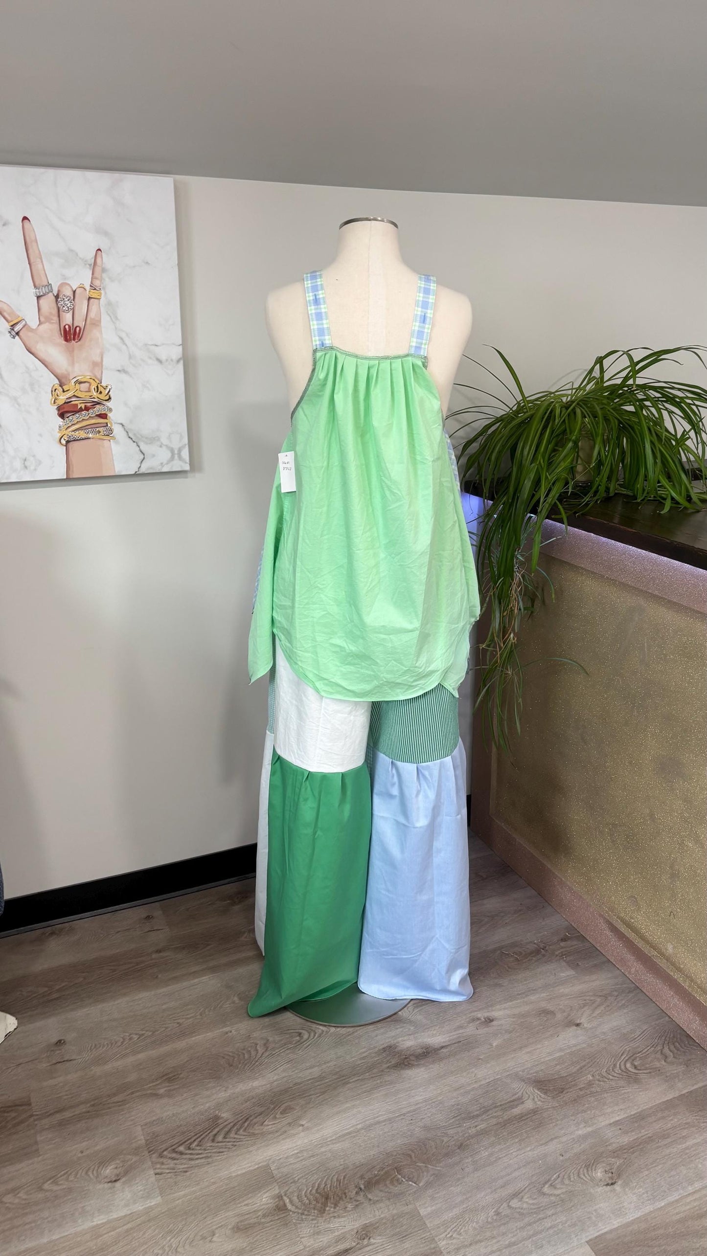 Upcycled Patchwork Two Piece Set | Reversible Flowy Top & Wide Leg Pants Made From Mens Shirts