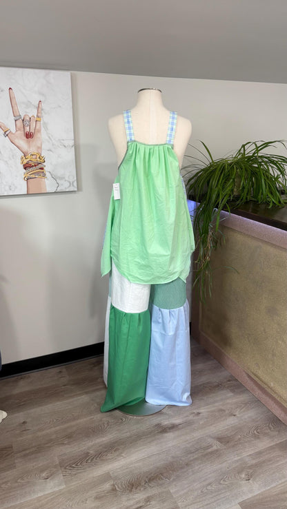 Upcycled Patchwork Two Piece Set | Reversible Flowy Top & Wide Leg Pants Made From Mens Shirts