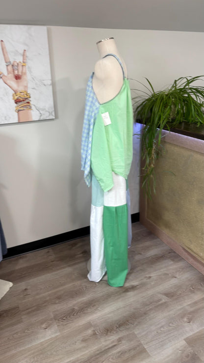 Upcycled Patchwork Two Piece Set | Reversible Flowy Top & Wide Leg Pants Made From Mens Shirts