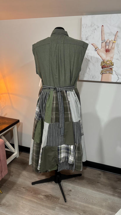 Upcycled Men’s Shirt Patchwork Duster • One of a Kind Plaid Dress