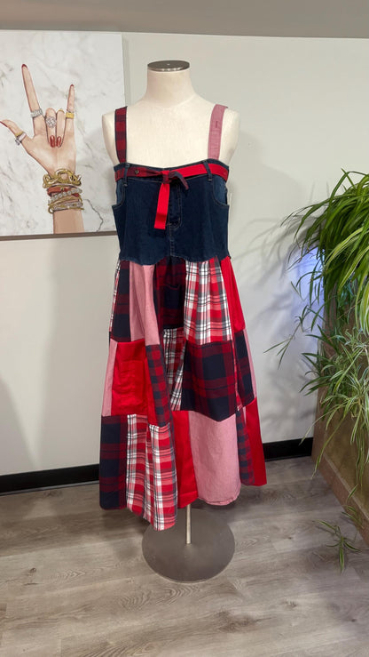 Upcycled Men’s Shirt Patchwork Maxi Dress – (One of a Kind)