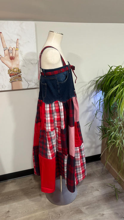 Upcycled Men’s Shirt Patchwork Maxi Dress – (One of a Kind)