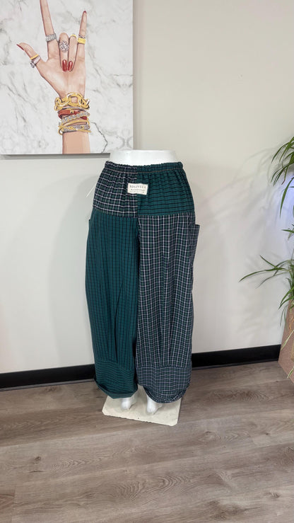 Upcycled Men’s Shirt Balloon Pants | Handmade Boho Pants | Sustainable Lounge Pants | One of a Kind Patchwork Pants