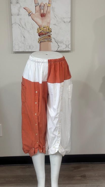 Upcycled Men’s Shirt Balloon Pants | Handmade Boho Pants | Sustainable Lounge Pants | One of a Kind Patchwork Pants