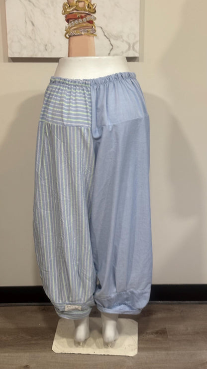 Upcycled Men’s Shirt Balloon Pants | Handmade Boho Pants | Sustainable Lounge Pants | One of a Kind Patchwork Pants