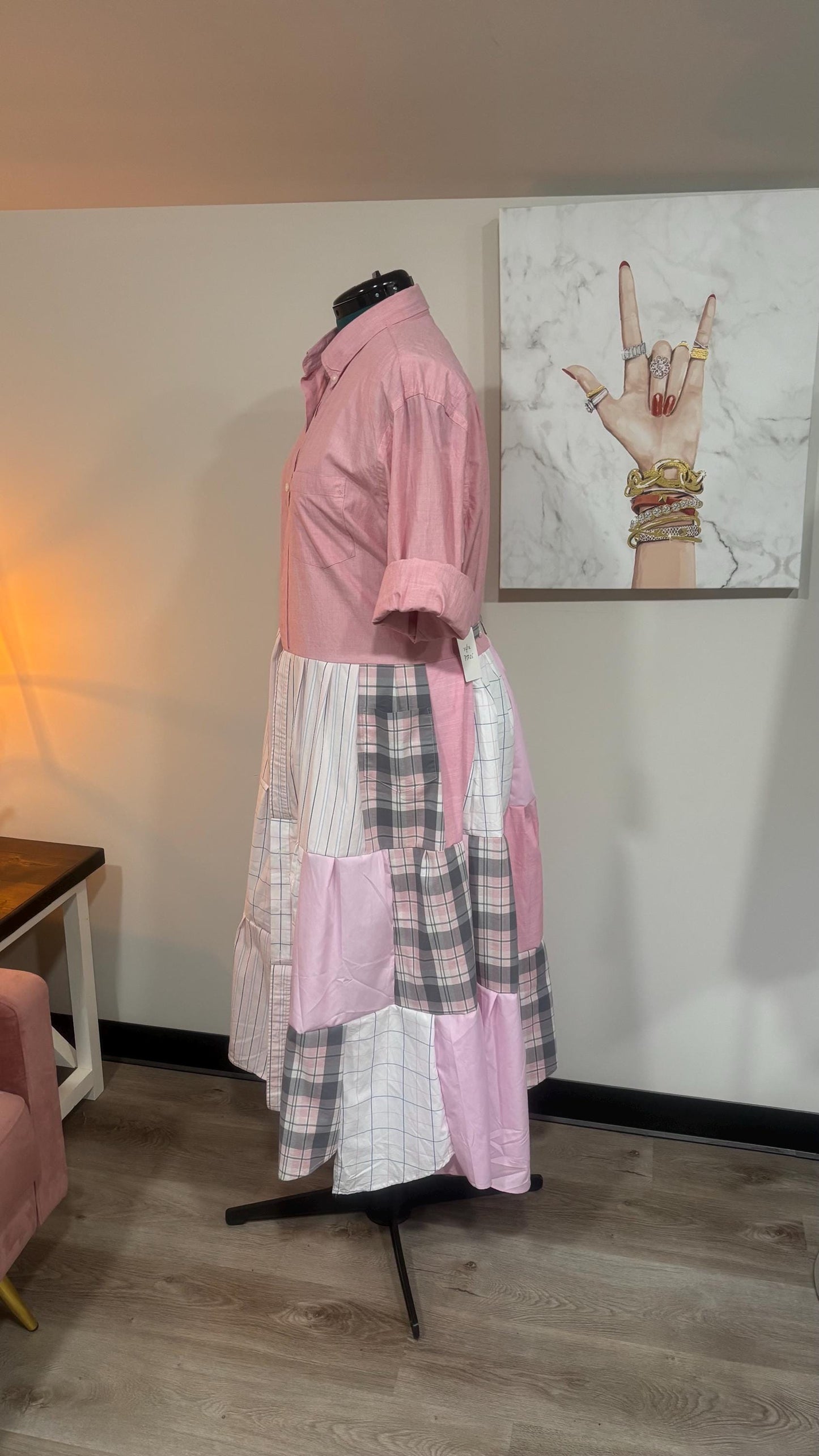 Upcycled Men’s Shirt Patchwork Duster • One of a Kind Plaid Dress