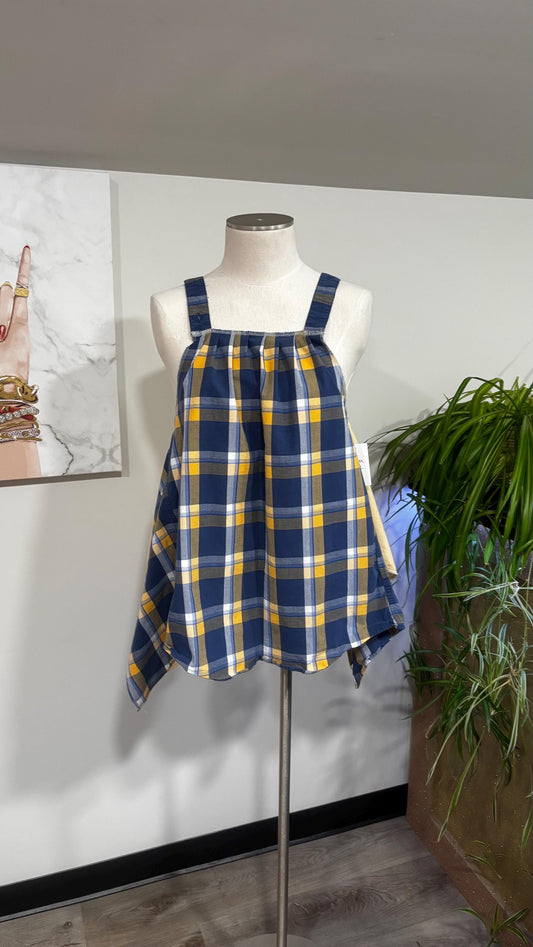 Reversible Upcycled Men’s Shirt Tank Top | Handmade Boho Tunic | Sustainable Patchwork Top | Oversized Cottagecore Blouse