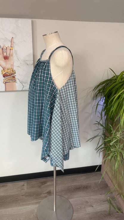 Reversible Upcycled Two Piece Set | Flowy Top, Patchwork Shorts,  Made from Men’s Shirts