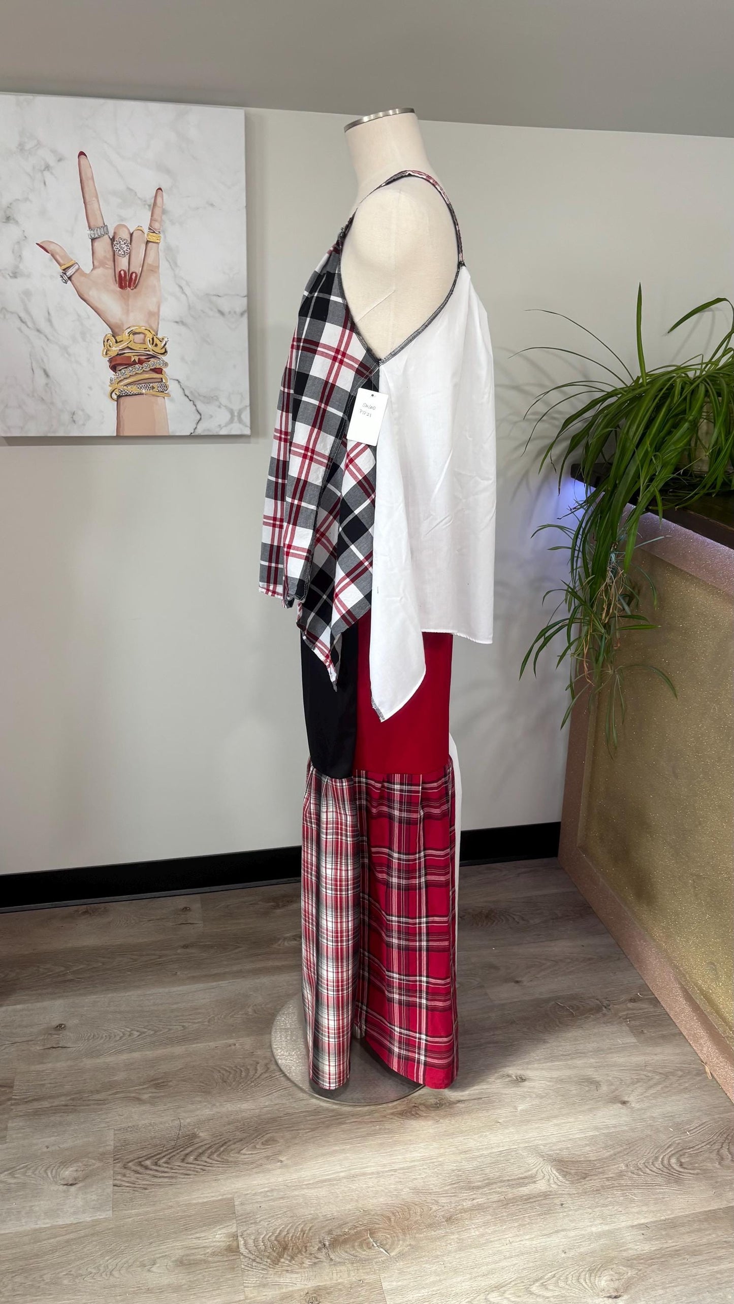 Upcycled Patchwork Two Piece Set | Reversible Top & Wide Leg Pants Made From Mens Shirts