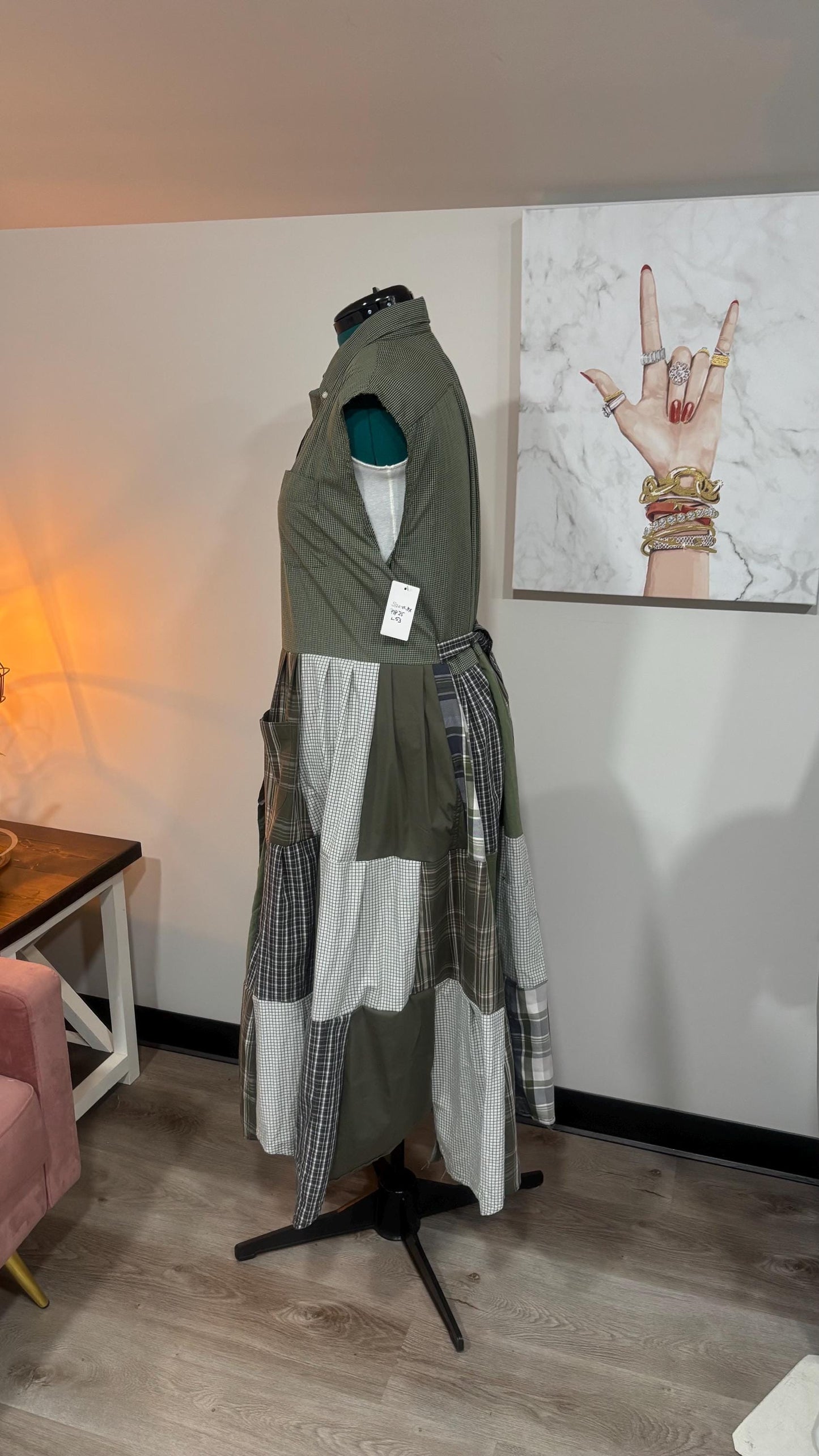 Upcycled Men’s Shirt Patchwork Duster • One of a Kind Plaid Dress