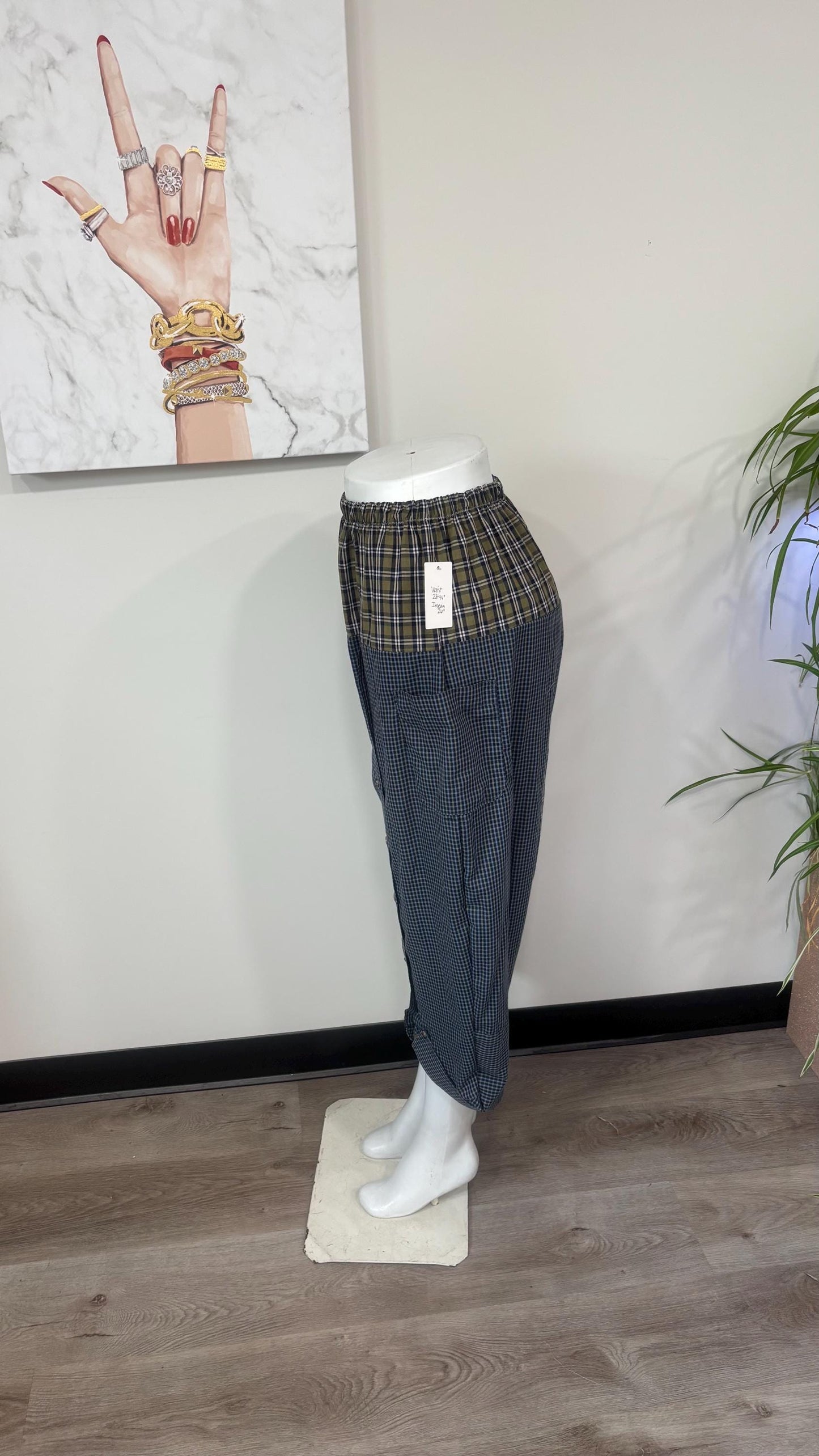 Upcycled Men’s Shirt Balloon Pants | Handmade Boho Pants | Sustainable Lounge Pants | One of a Kind Patchwork Pants