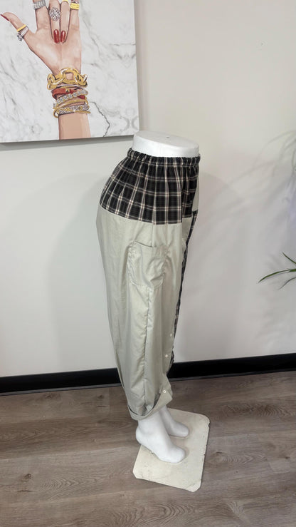 Upcycled Men’s Shirt Balloon Pants | Handmade Boho Pants | Sustainable Lounge Pants | One of a Kind Patchwork Pants