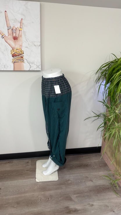 Upcycled Men’s Shirt Balloon Pants | Handmade Boho Pants | Sustainable Lounge Pants | One of a Kind Patchwork Pants