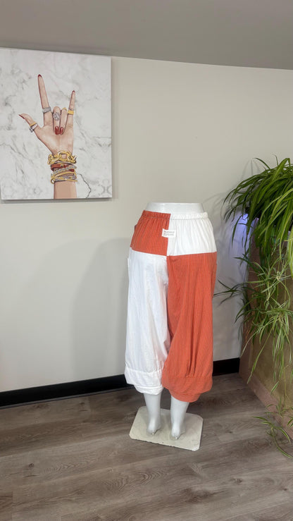 Upcycled Men’s Shirt Balloon Pants | Handmade Boho Pants | Sustainable Lounge Pants | One of a Kind Patchwork Pants