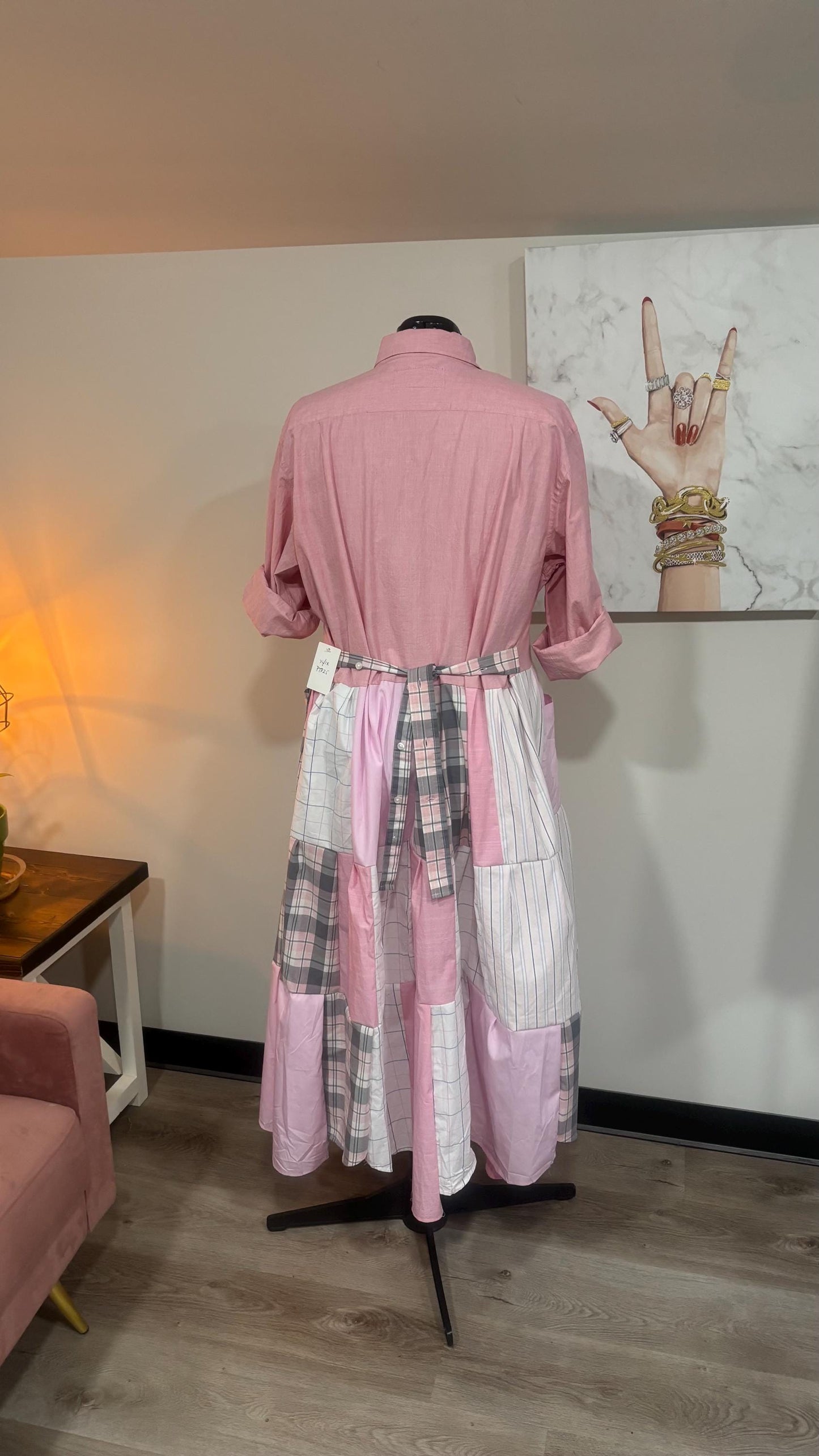 Upcycled Men’s Shirt Patchwork Duster • One of a Kind Plaid Dress