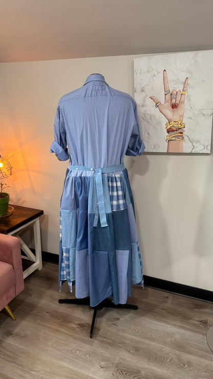 Upcycled Men’s Shirt Patchwork Duster • One of a Kind Plaid Dress