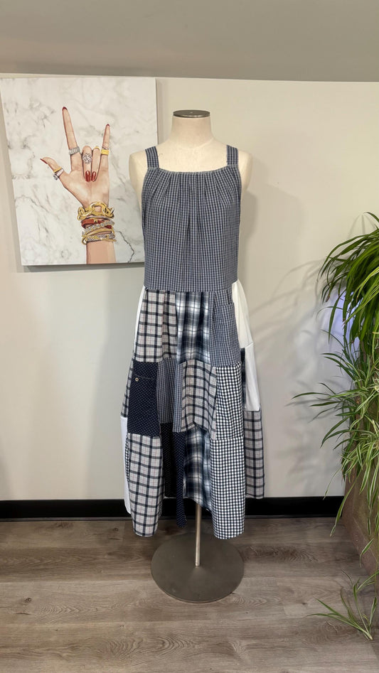 Upcycled Patchwork Maxi Dress | Handmade From Men’s Shirts, Cottagecore Style
